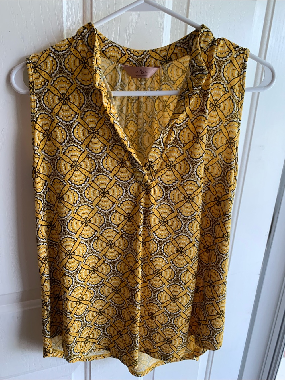 SJS Yellow Printed V-Neck Sleeveless Camisole